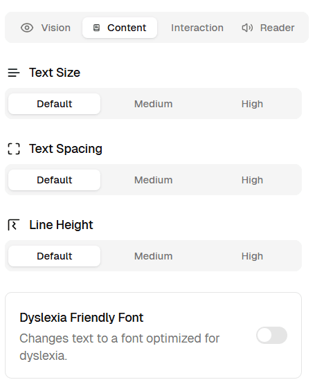 Accessibility Panel Screenshot 3